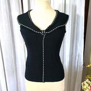 Sonia  size S black sleeveless top..white  stitch